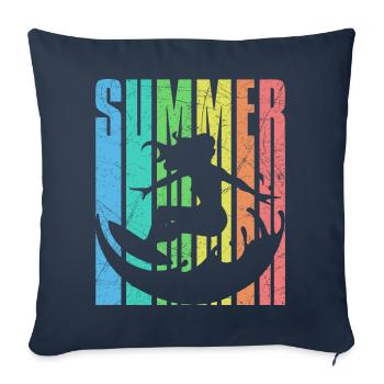 Surfergirl d’été millésime 2023 - Housse de coussin décorative 45 x 45 cm - bleu marine - Devant