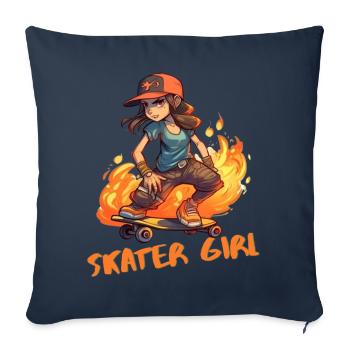 Skater Girl Skateboard Girls and Women Shirts - Sofa pillowcase 17,3'' x 17,3'' (45 x 45 cm) - navy - Front