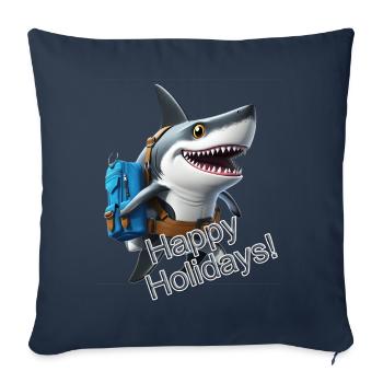 Requin heureux - Housse de coussin décorative 45 x 45 cm - bleu marine - Devant