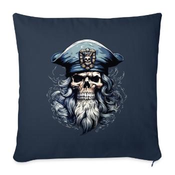 Sailor Skull Skull Captain Ahoy Ship - Housse de coussin décorative 45 x 45 cm - bleu marine - Devant