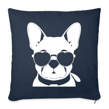 Funny French Bulldog with Sunglasses French Bulld - Sofa pillowcase 17,3'' x 17,3'' (45 x 45 cm) - navy - Front