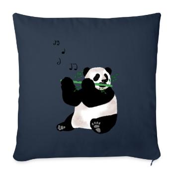Panda qui joue de la flûte - Housse de coussin décorative 45 x 45 cm - bleu marine - Devant
