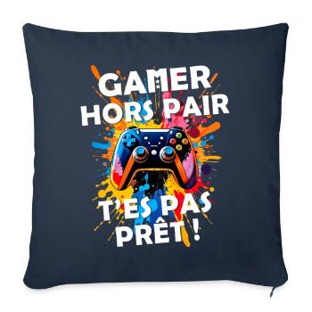 Gamer passionné de jeux vidéo console geek gaming - Housse de coussin décorative 45 x 45 cm - bleu marine - Devant