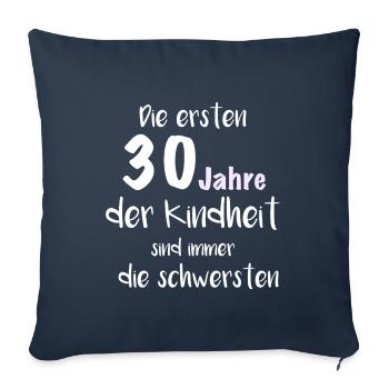 T-shirt d’anniversaire 30 - Cadeau des années 30 - Housse de coussin décorative 45 x 45 cm - bleu marine - Devant