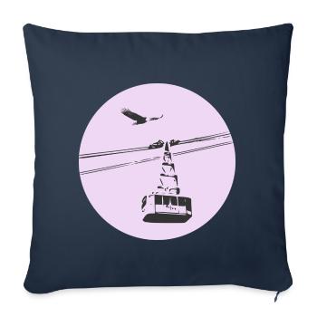 Télécabine / téléphérique avec aigle violet - Housse de coussin décorative 45 x 45 cm - bleu marine - Devant