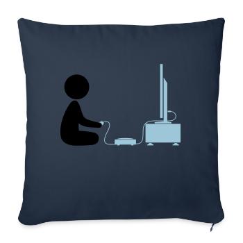 Un garçon joue avec sa console de jeux - Housse de coussin décorative 45 x 45 cm - bleu marine - Devant