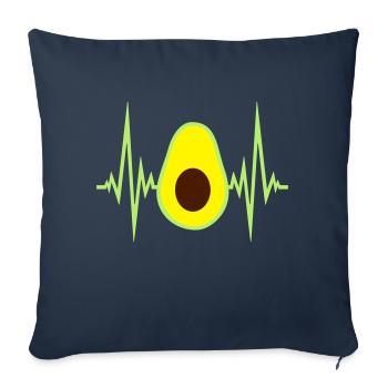 avocado heartbeat pulse frequency clipart fruit gemu - Sofa pillowcase 17,3'' x 17,3'' (45 x 45 cm) - navy - Front