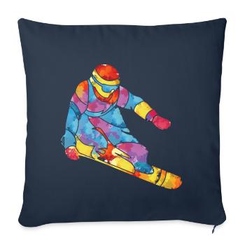 Snowboard snowboarder snowboard cadeau d'hiver - Housse de coussin décorative 45 x 45 cm - bleu marine - Devant