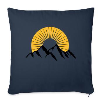 Belles montagnes avec soleil - Housse de coussin décorative 45 x 45 cm - bleu marine - Devant