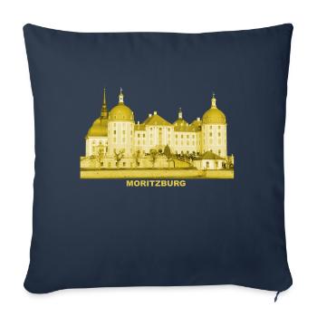 Moritzburg Dresde Saxe Pavillon de chasse King Augus - Housse de coussin décorative 45 x 45 cm - bleu marine - Devant