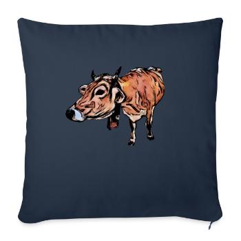 Braunvieh (DDP, dairy cow, comic style) - Sofa pillowcase 17,3'' x 17,3'' (45 x 45 cm) - navy - Front
