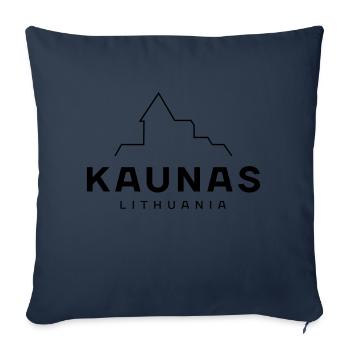 Kaunas– Lituanie - Housse de coussin décorative 45 x 45 cm - bleu marine - Devant