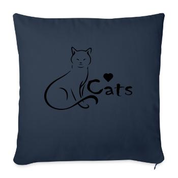Chat Katze - Housse de coussin décorative 45 x 45 cm - bleu marine - Devant