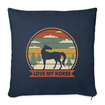 J’adore mon cheval en vintage - Housse de coussin décorative 45 x 45 cm - bleu marine - Devant