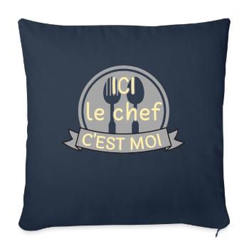 Ici le chef c'est moi - Housse de coussin décorative 45 x 45 cm - bleu marine - Devant