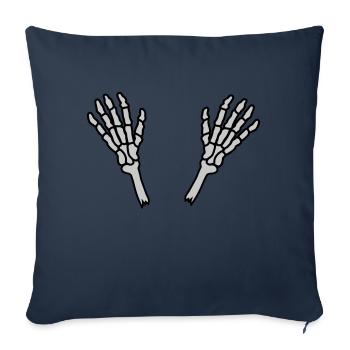 2 os des mains squelettes - Housse de coussin décorative 45 x 45 cm - bleu marine - Devant