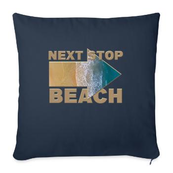Prochain arrêt: Plage - Nächster Halt: Strand - Housse de coussin décorative 45 x 45 cm - bleu marine - Devant