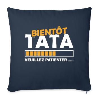 bientôt tata / future tata d'amour - Housse de coussin décorative 45 x 45 cm - bleu marine - Devant