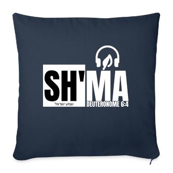 SH'MA -(blanc) - Deut/6:4 - Housse de coussin décorative 45 x 45 cm - bleu marine - Devant
