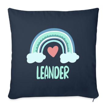 Leander Nom Rainbow Baby - Housse de coussin décorative 45 x 45 cm - bleu marine - Devant