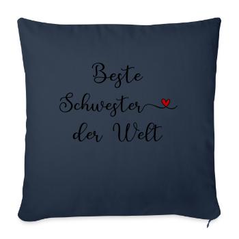 Meilleure sœur du monde - Housse de coussin décorative 45 x 45 cm - bleu marine - Devant