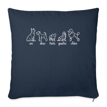un deux trois quatre chien drôle chien français chiens - Housse de coussin décorative 45 x 45 cm - bleu marine - Devant