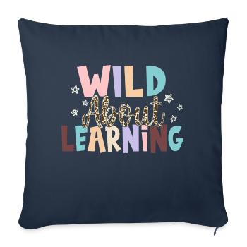 Wild About Learning Teacher School Pre-K Animal - Housse de coussin décorative 45 x 45 cm - bleu marine - Devant