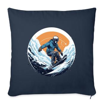 Snowboard ou ski puis après-ski - Housse de coussin décorative 45 x 45 cm - bleu marine - Devant