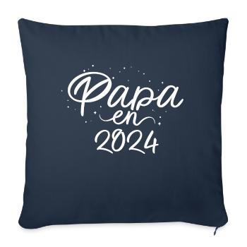 Papa en 2024 - Housse de coussin décorative 45 x 45 cm - bleu marine - Devant