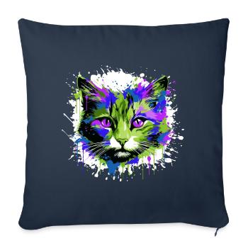 Katze Kopf Porträt Bunt - Sofakissenbezug 45 x 45 cm - Navy - Vorne