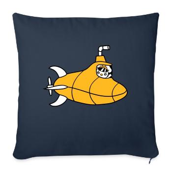 sous-marin oiseau canard capitaine poussin mignon bande dessinée dessin animé - Housse de coussin décorative 45 x 45 cm - bleu marine - Devant