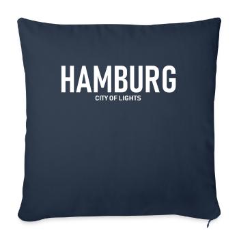 Hambourg - Ville Lumière - Alster - Elbe - Hafen - Housse de coussin décorative 45 x 45 cm - bleu marine - Devant