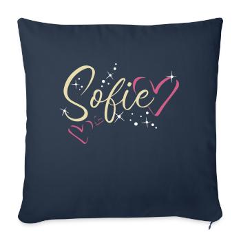 Sofie Surname First name Calligraphy Heart - Sofa pillowcase 17,3'' x 17,3'' (45 x 45 cm) - navy - Front