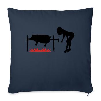 Porc BBQ - Housse de coussin décorative 45 x 45 cm - bleu marine - Devant