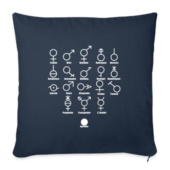 Gender Symbole Vielfalt Diversität in weiss - Sofakissenbezug 45 x 45 cm - Navy - Vorne