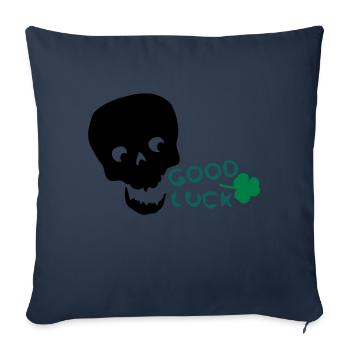 Viel Glück Kleeblatt txt & Schädel - Sofakissenbezug 45 x 45 cm - Navy - Vorne