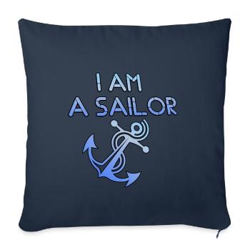 Je suis un marin "je suis un marin" - Housse de coussin décorative 45 x 45 cm - bleu marine - Devant