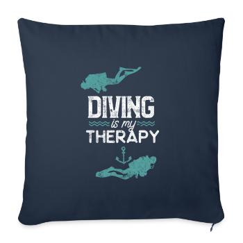 Diving saying therapy - Sofa pillowcase 17,3'' x 17,3'' (45 x 45 cm) - navy - Front