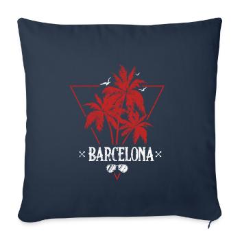 Voyage en Espagne à Barcelone - Housse de coussin décorative 45 x 45 cm - bleu marine - Devant
