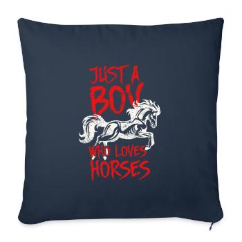 J'adore les chevaux - Housse de coussin décorative 45 x 45 cm - bleu marine - Devant