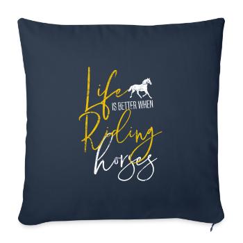 Equitation Cavalier Equestre Sport Vie - Housse de coussin décorative 45 x 45 cm - bleu marine - Devant