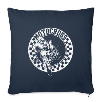 conducteur de vélo de sport de motocross - Housse de coussin décorative 45 x 45 cm - bleu marine - Devant