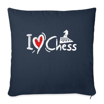 J'aime les échecs - Housse de coussin décorative 45 x 45 cm - bleu marine - Devant