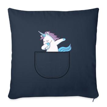 Licorne dans votre poche - Housse de coussin décorative 45 x 45 cm - bleu marine - Devant