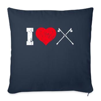 I love Nordic Walking heart - Sofa pillowcase 17,3'' x 17,3'' (45 x 45 cm) - navy - Front