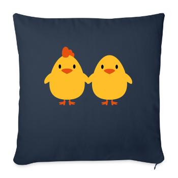 Chicks lovers cock and hen - Sofa pillowcase 17,3'' x 17,3'' (45 x 45 cm) - navy - Front