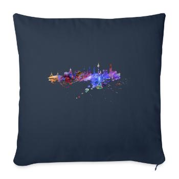 Hamburg Skyline - Housse de coussin décorative 45 x 45 cm - bleu marine - Devant