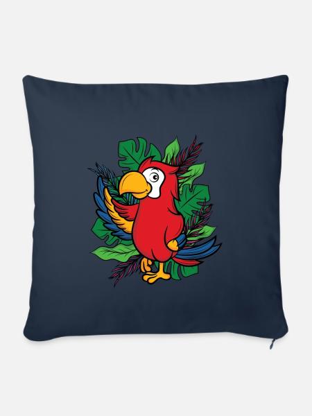 Papagei im Dschungel, Dschungeltier in der Wildnis - Sofakissenbezug 45 x 45 cm - Navy