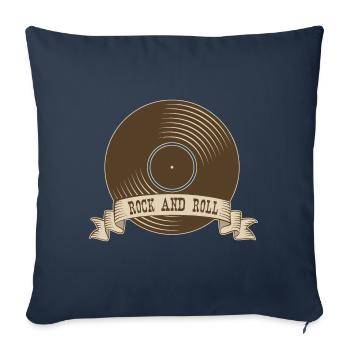 Rock n roll Rock Rock and Roll Vinyle - Housse de coussin décorative 45 x 45 cm - bleu marine - Devant