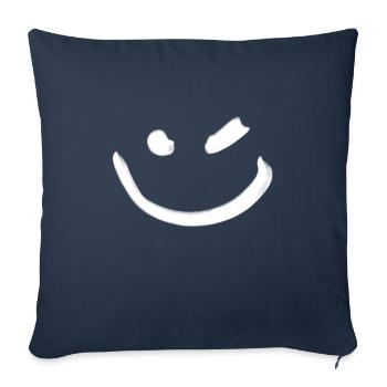 Smile Zwinkern Weiß - Sofakissenbezug 45 x 45 cm - Navy - Vorne